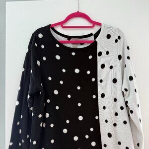 Chico's Black and White Polkadot Sweater